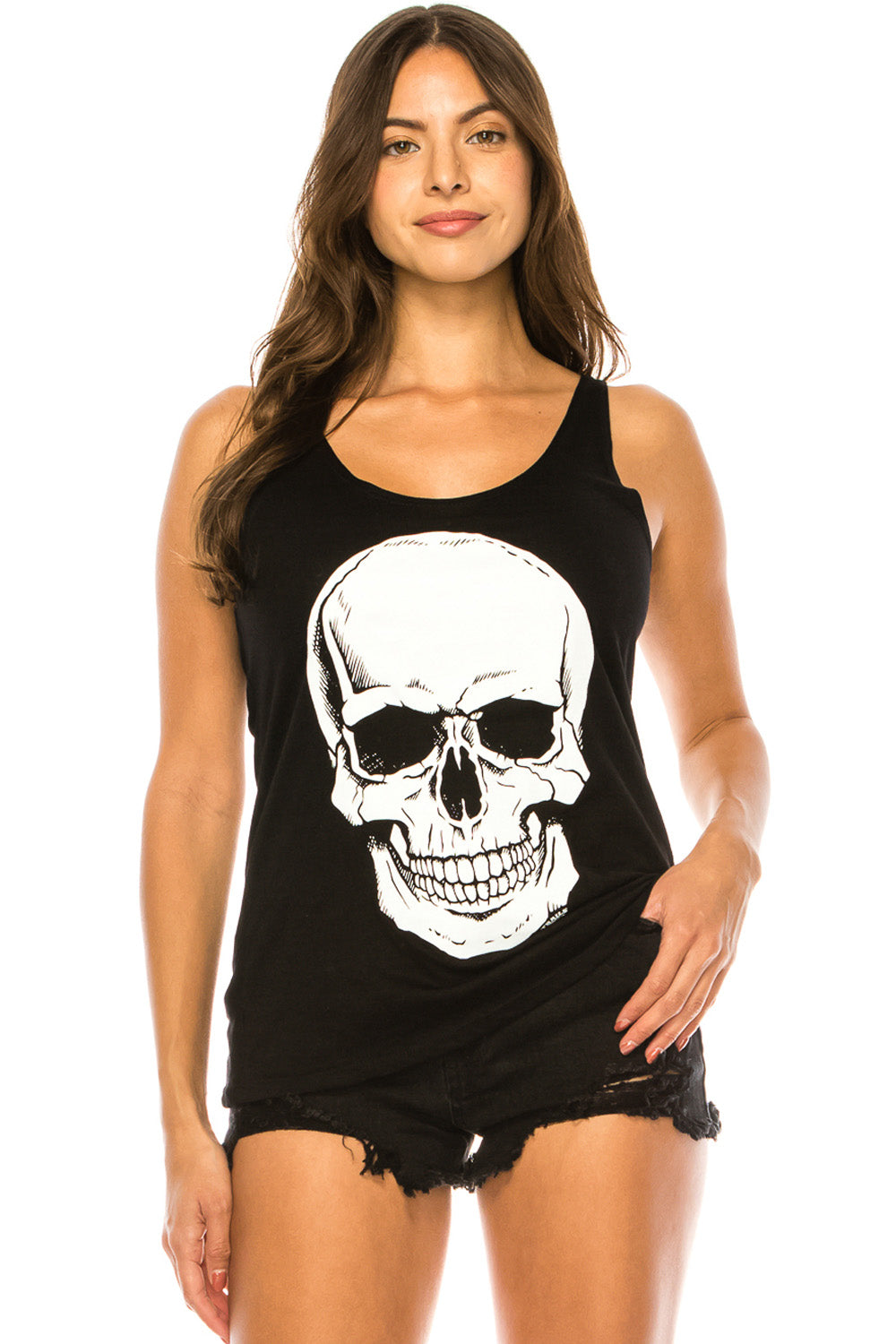 BIG SKULL BLACK TANK TOP-0