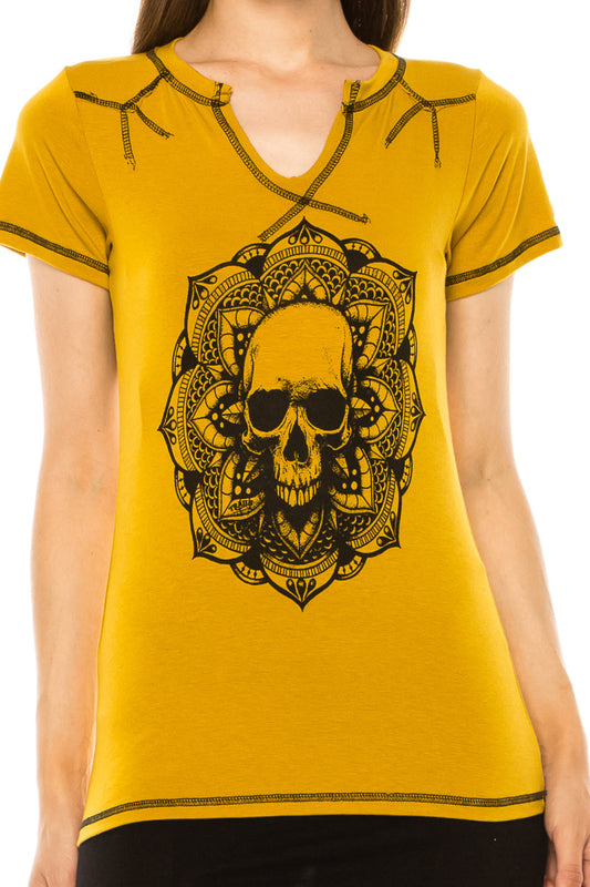 SKULL MANDALA WESTERN TEE-1