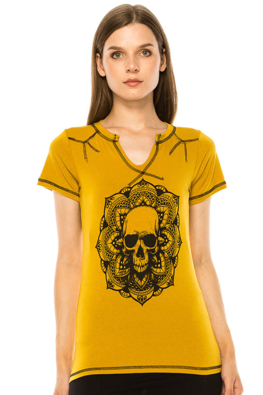 SKULL MANDALA WESTERN TEE-0